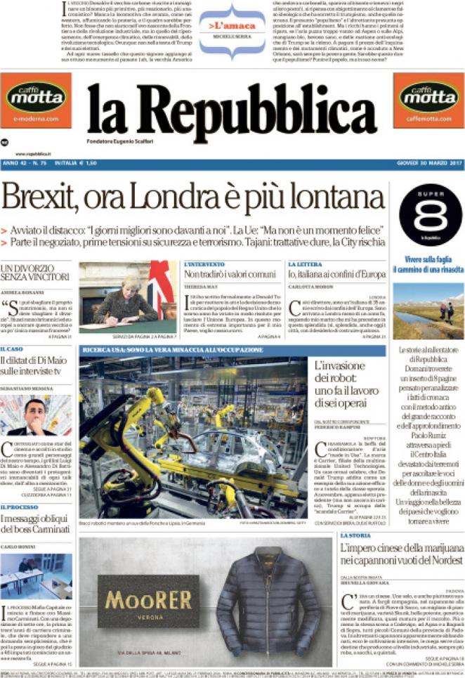 Giovedì 30 marzo, le prime pagine dei giornali