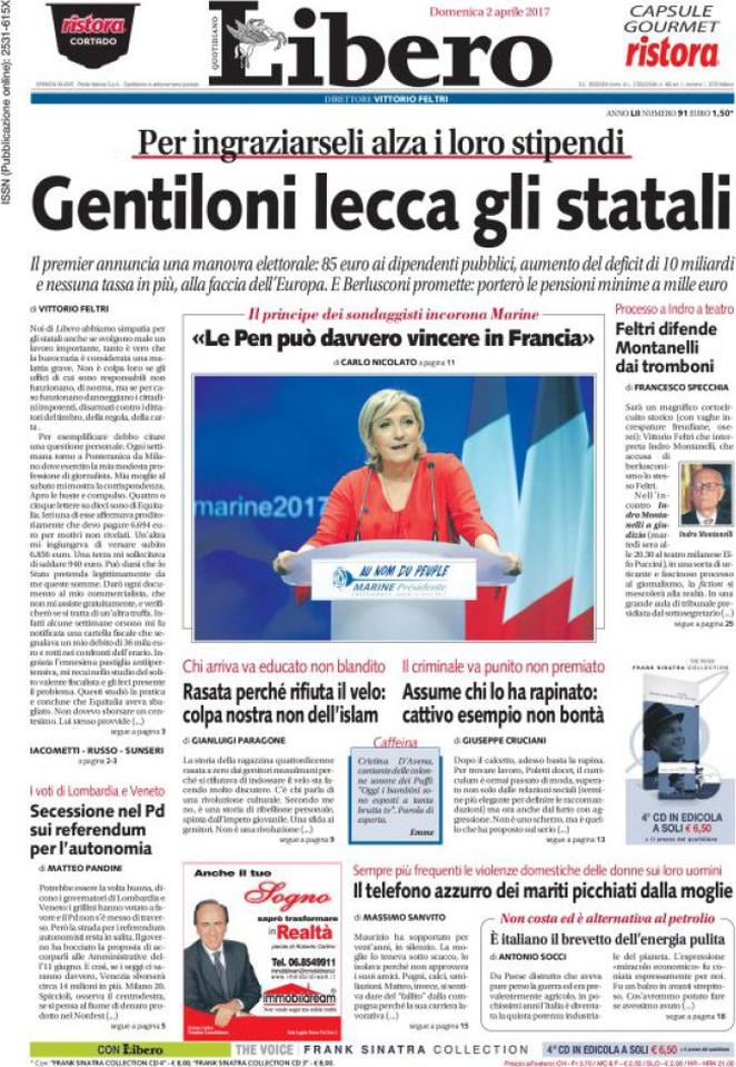 Domenica 2 aprile, le prime pagine dei giornali