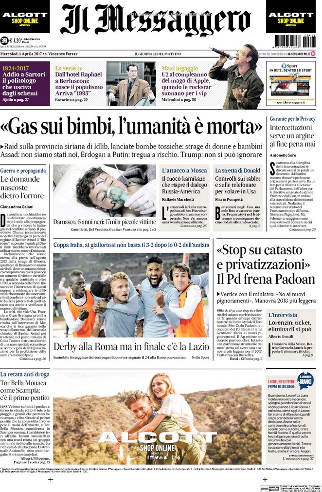 Mercoledì 5 aprile, le prime pagine dei giornali