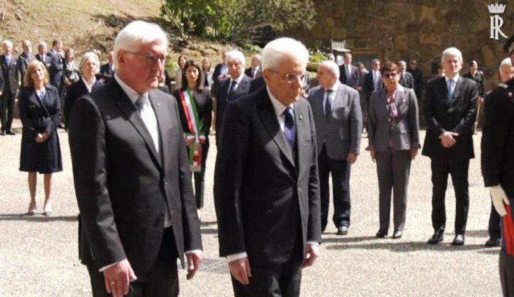 Mattarella e il presidente della Germania alle Fosse Ardeatine [VIDEO]