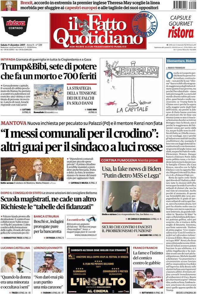Dal Corriere a Repubblica e alla Stampa, e dal Fatto al Messaggero, ecco come i quotidiani presentano le principali notizie di giornata.  Le prime pagine dei giornali di oggi, 8 dicembre,