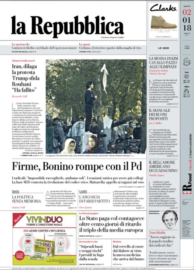 Martedì 2 gennaio, le prime pagine dei giornali