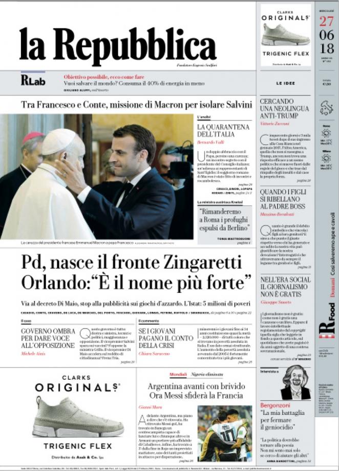 Dal Corriere della Sera a Repubblica e al Giornale, e dalla Stampa al Fatto, ecco come i quotidiani presentano le principali notizie di giornata.