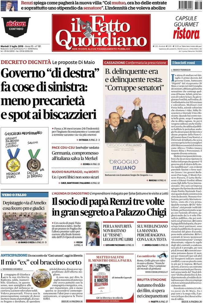 Dal Corriere della Sera a Repubblica e alla Stampa, e dal Fatto al Messaggero, ecco come i quotidiani presentano le principali notizie di giornata.