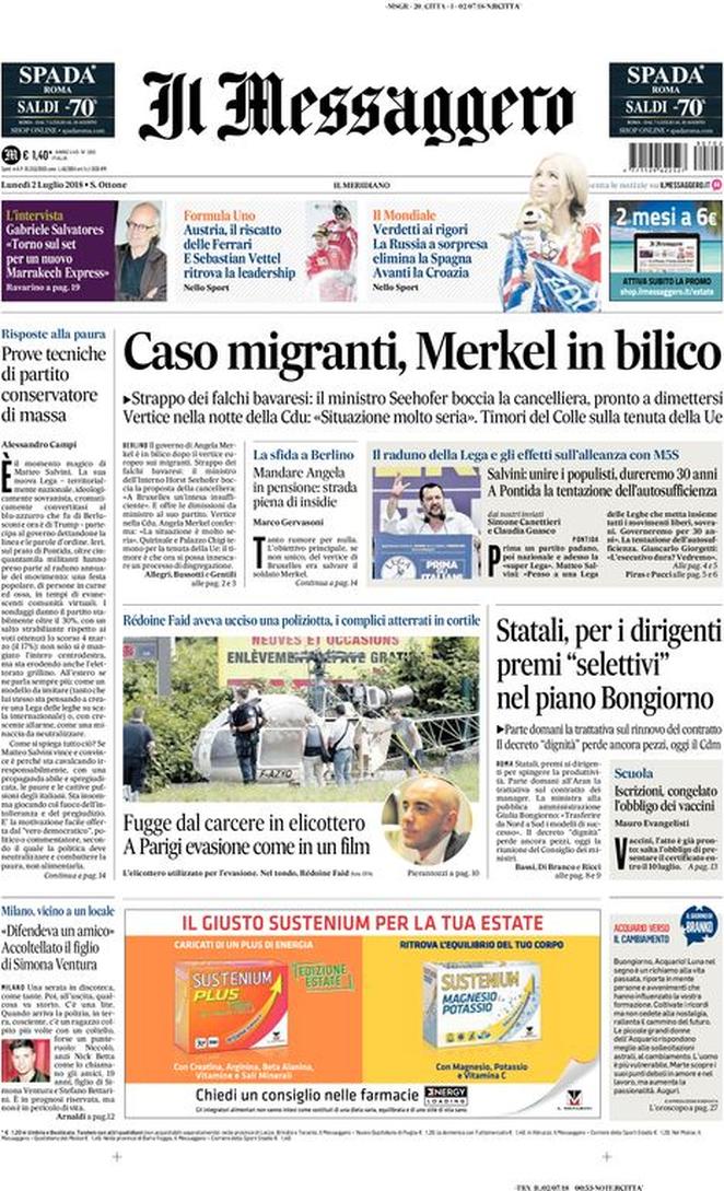 Dal Corriere della Sera a Repubblica e alla Stampa, e dal Fatto al Messaggero, ecco come i quotidiani presentano le principali notizie di giornata.